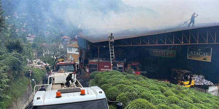Rize'de çay fabrikasında çıkan yangında bir kişi dumandan etkilendi