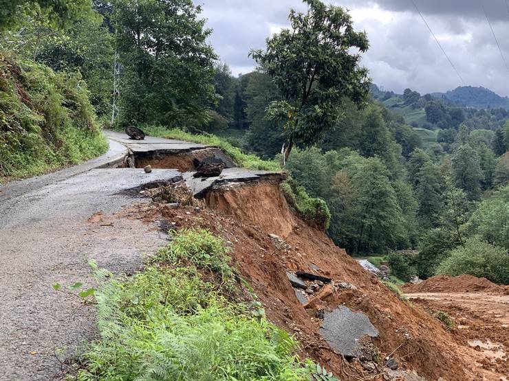 Rize'de selde bahçedeki çayları kurtarma çabası kamerada 11