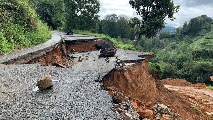 Rize'de selde bahçedeki çayları kurtarma çabası kamerada 5