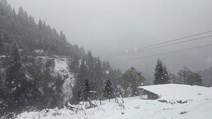 Rize'nin yüksek kesimlerinde kar etkili oldu 14