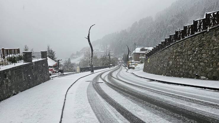 Rize'nin yüksek kesimlerinde kar etkili oldu 15