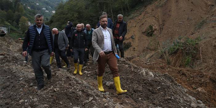 AK Parti Rize Milletvekili Avcı, heyelan yaşanan köyde incelemelerde bulundu