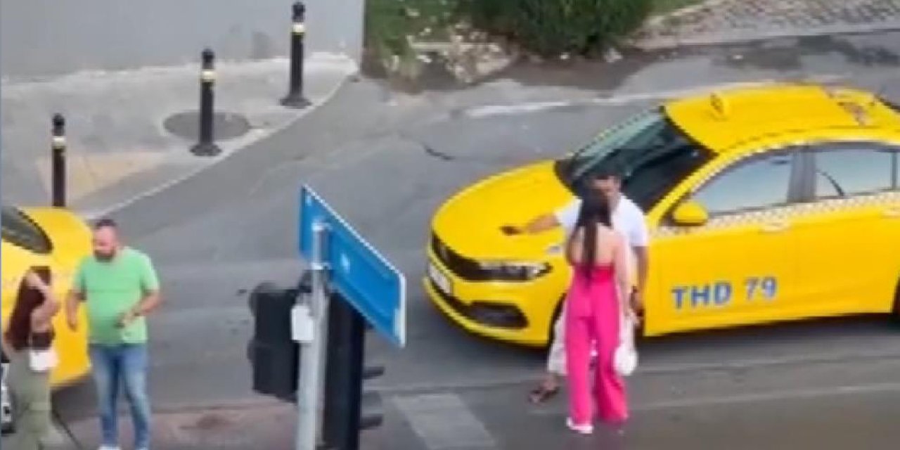 Beyoğlu'nda Taksici İle Kadınların Kavgası Kamerada