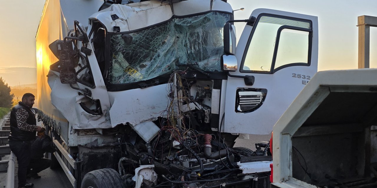 Kocaeli'de TIR'a çarpan kamyonun şoförü yaralandı