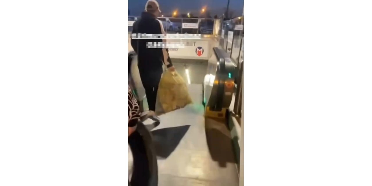 Metro istasyonuna çöp ve lastik atan şüpheliler kamerada