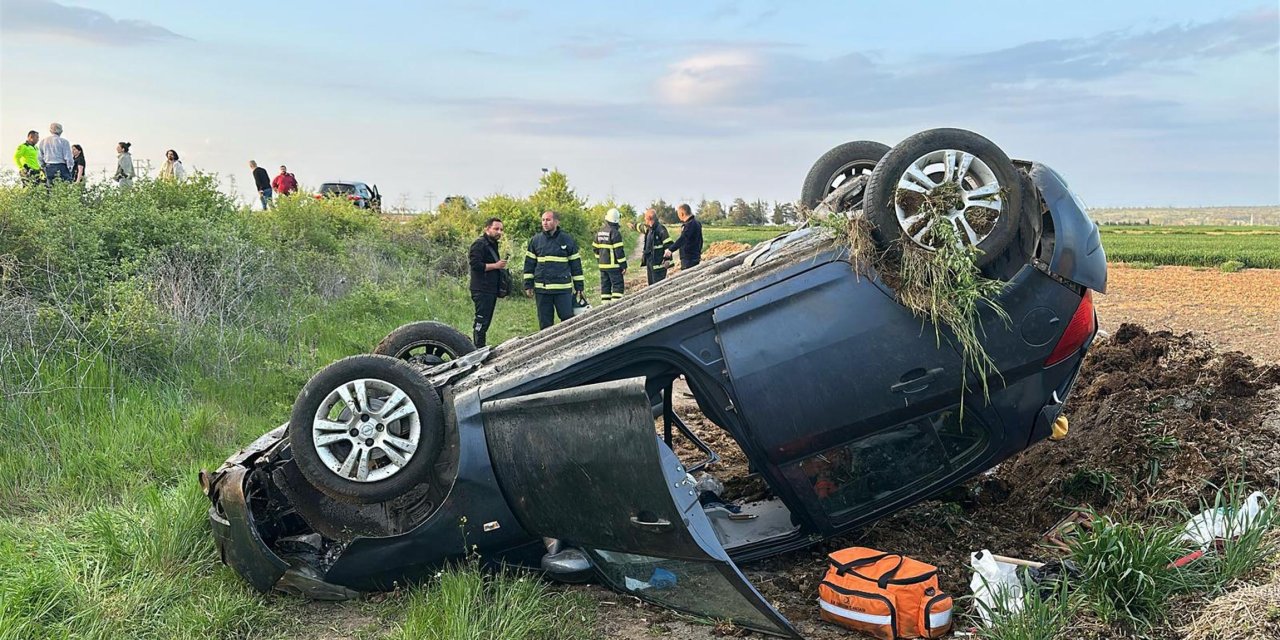 Edirne'de tarlaya uçan otomobilin sürücüsü ağır yaralandı