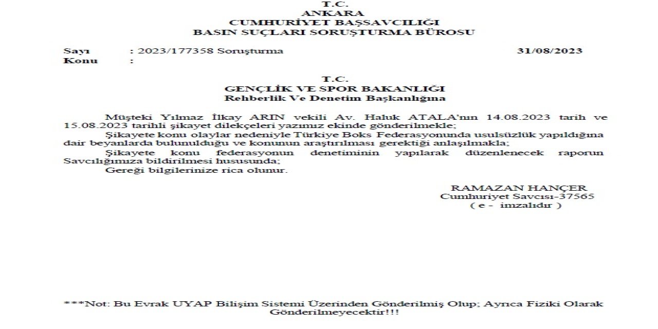 Savcılık, Boksta Yaşanan İddialarla İlgili Gençlik Ve Spor Bakanlığı'ndan Rapor İstedi