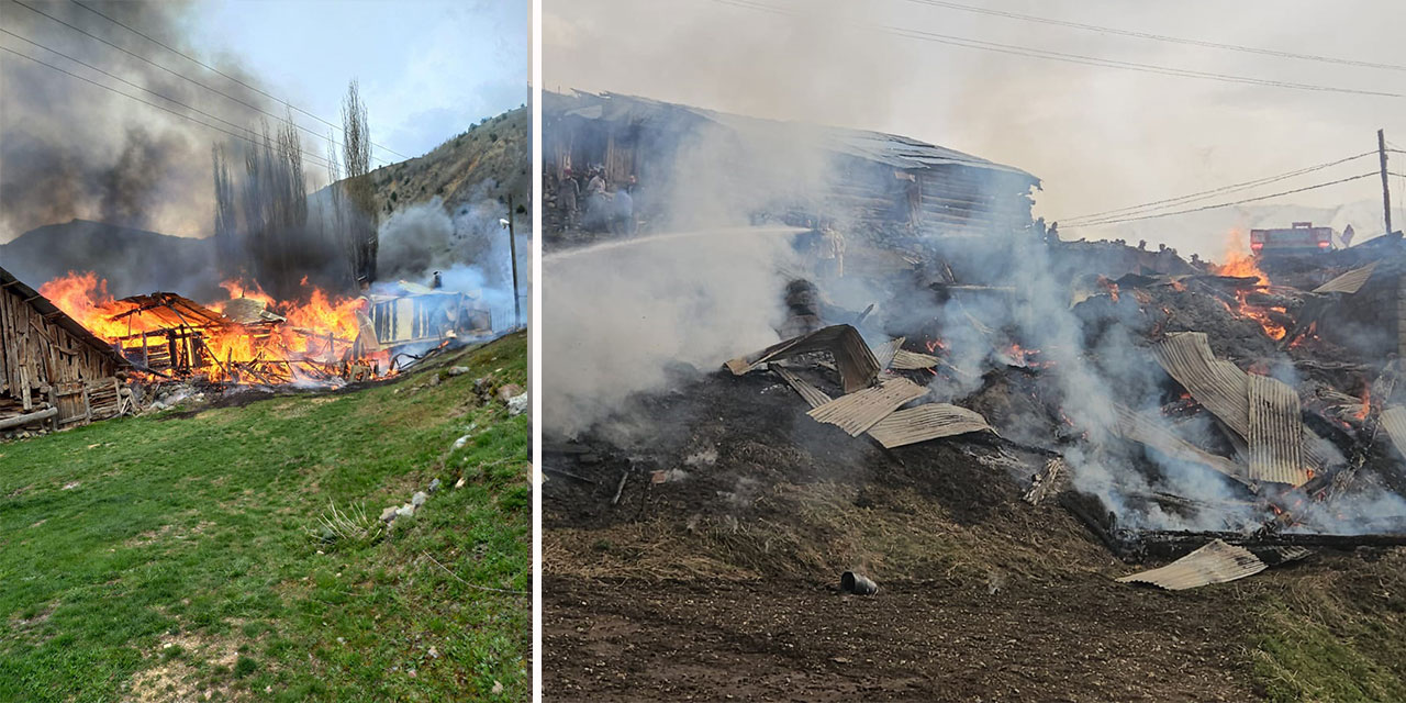 Yusufeli’de yangın; 3 ev, samanlık ve ahır küle döndü