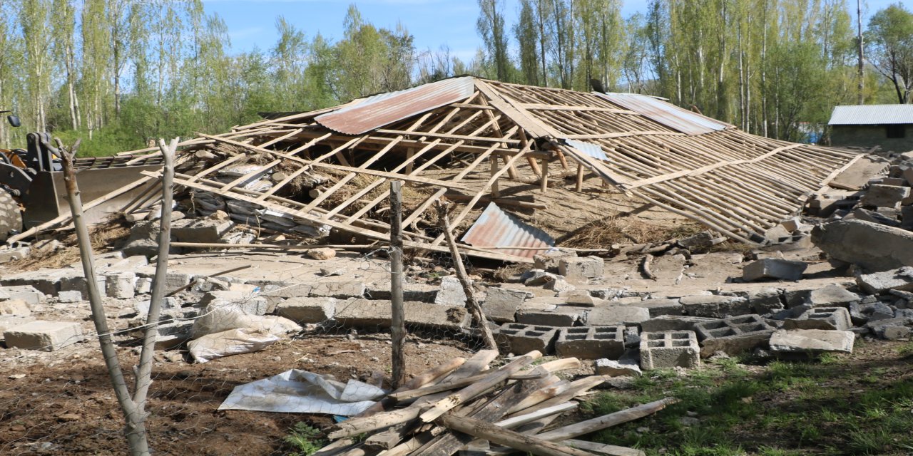 Ahır çöktü; 2 büyükbaş ile 50 tavuk öldü