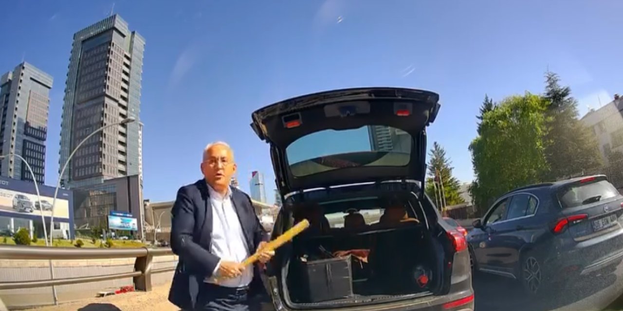 Trafikte tartıştığı sürücünün üzerine beyzbol sopasıyla yürüdü; o anlar kamerada