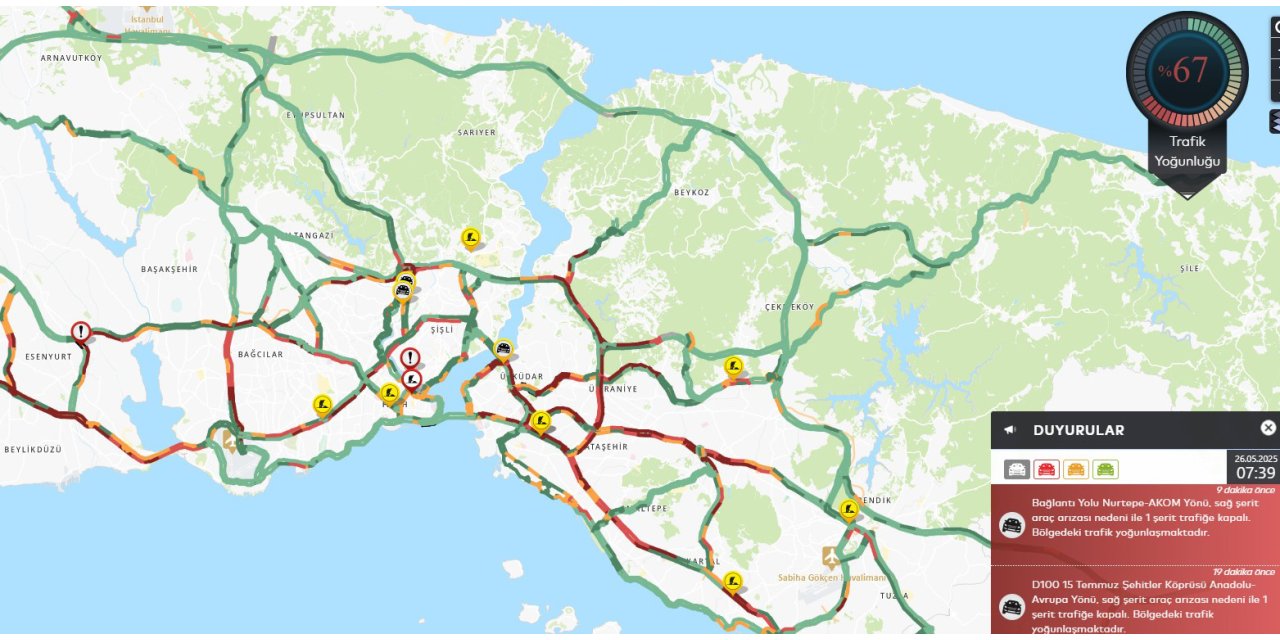 İstanbul'da Haftanın İlk Günün Trafikte Yoğunluk Oluştu