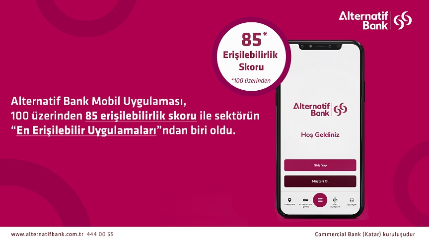 Alternatif Bank, bankacılık sektörünün en erişilebilir mobil uygulamalarından biri olduğunu duyurdu