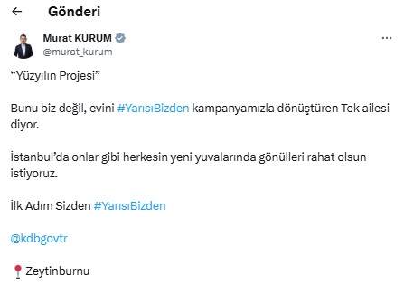 Bakan Kurum'dan 'Yarısı Bizden' Paylaşımı