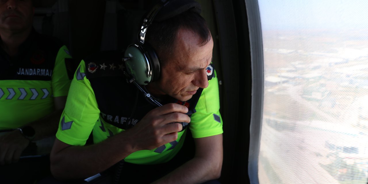 Ankara'da jandarmadan havadan trafik denetimi