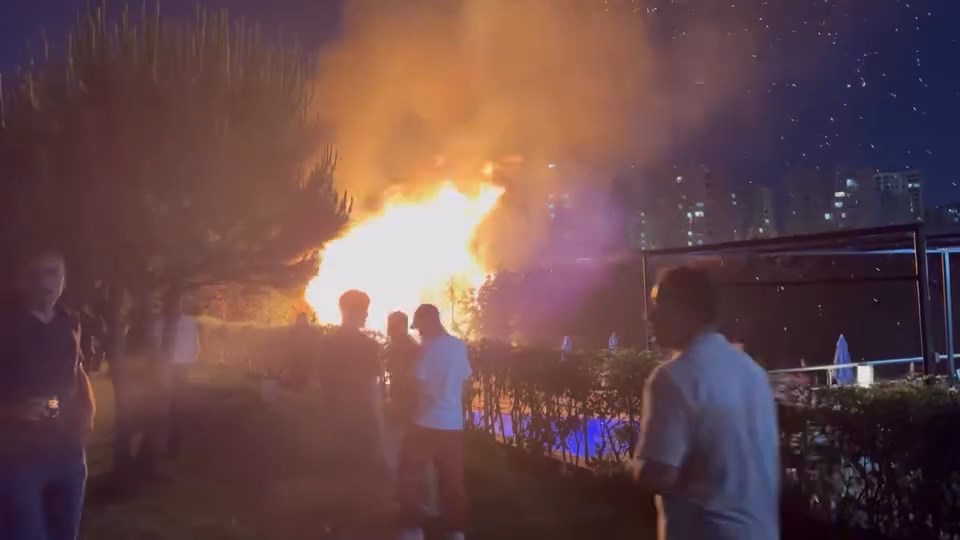Avcılar'da düğün sırasında atılan havai fişekler parkta yangın çıkardı