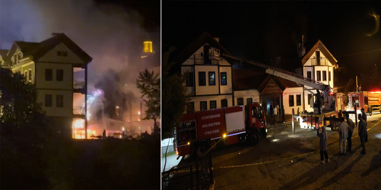 Gümüşhane’de otelde çıkan yangın paniğe neden oldu