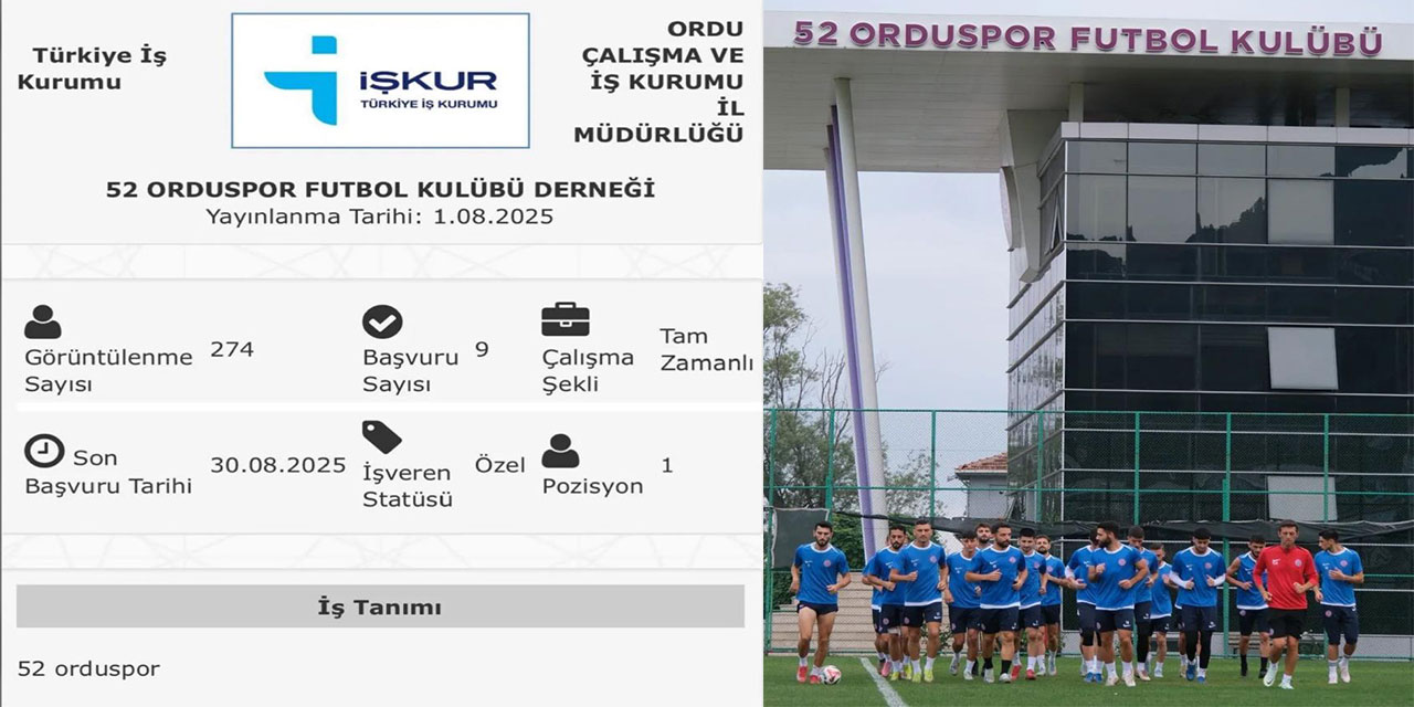 52 Orduspor, İŞKUR üzerinden futbolcu ilanı verdi