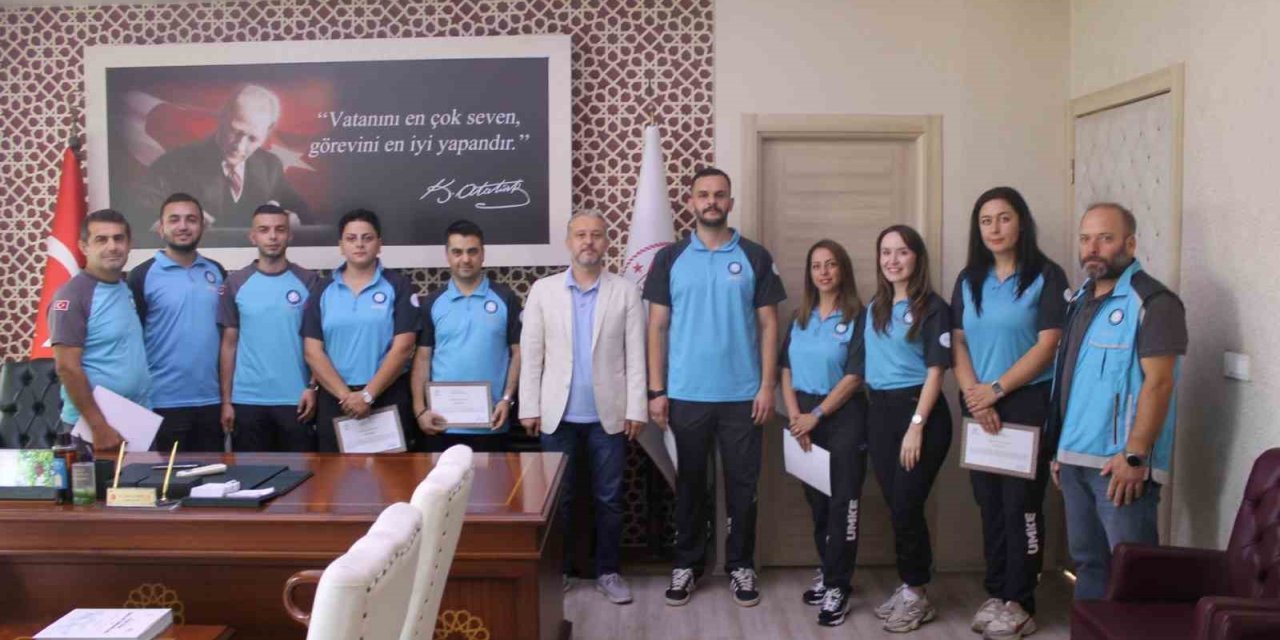 Yangında görev alan UMKE ekibine teşekkür belgesi