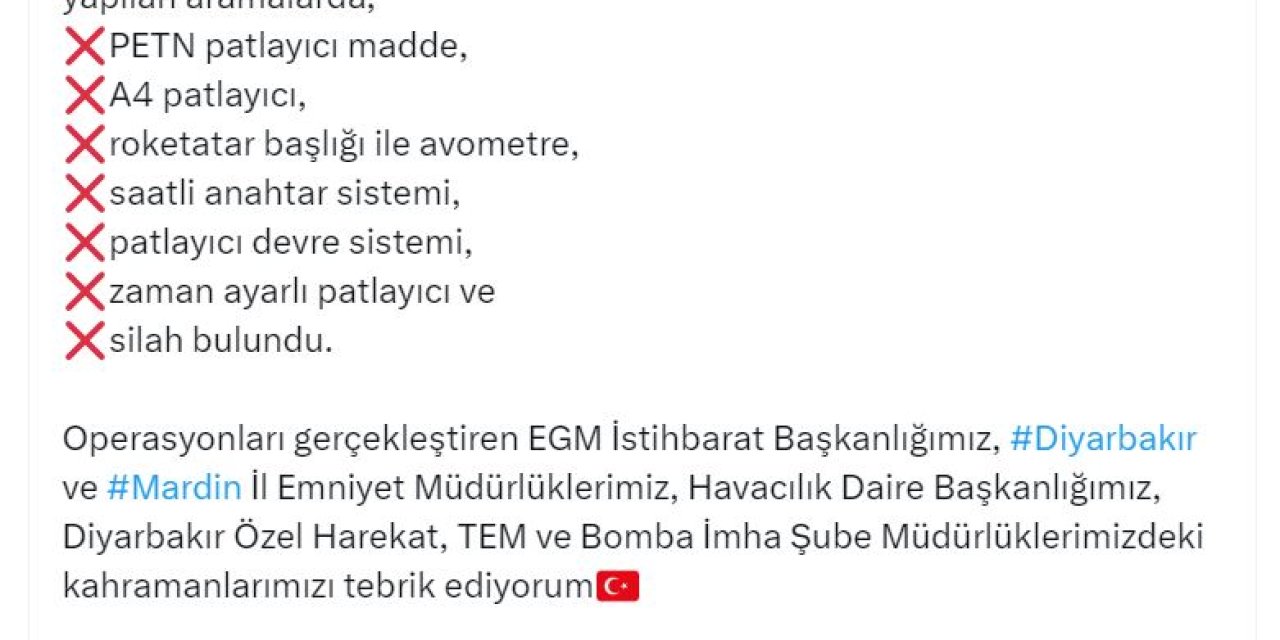 Bakan Yerlikaya: Bombalı Eylem Hazırlığındaki 5 Terörist Yakalandı
