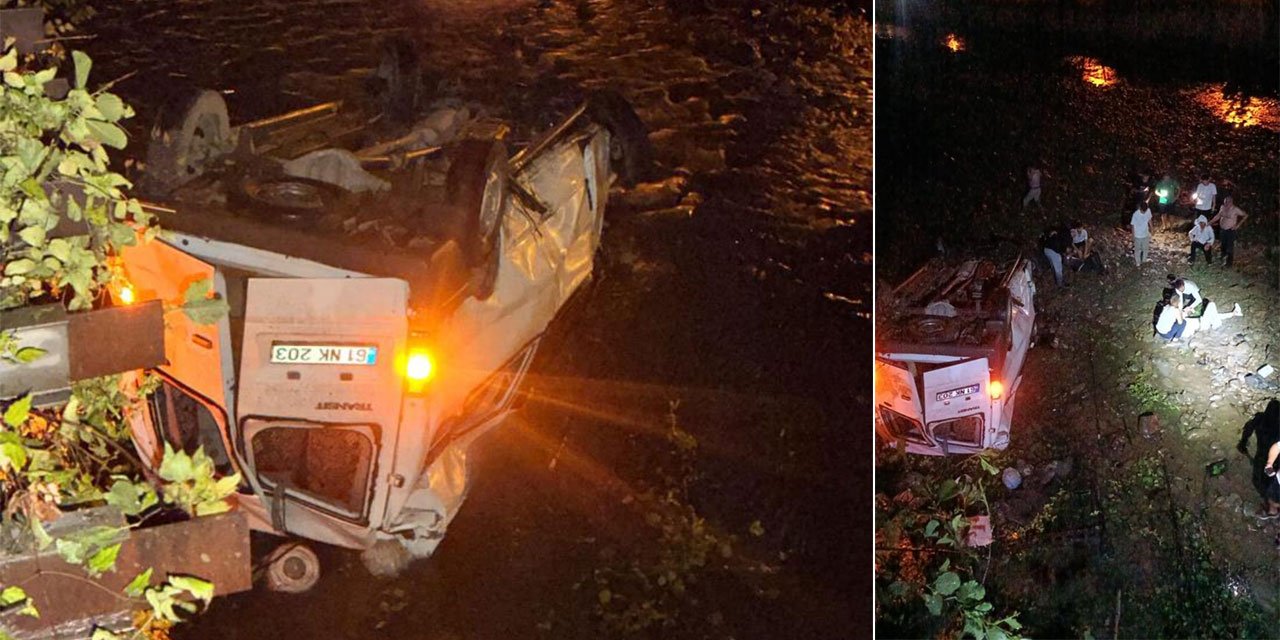 Trabzon'da minibüs dereye uçtu: 3 yaralı