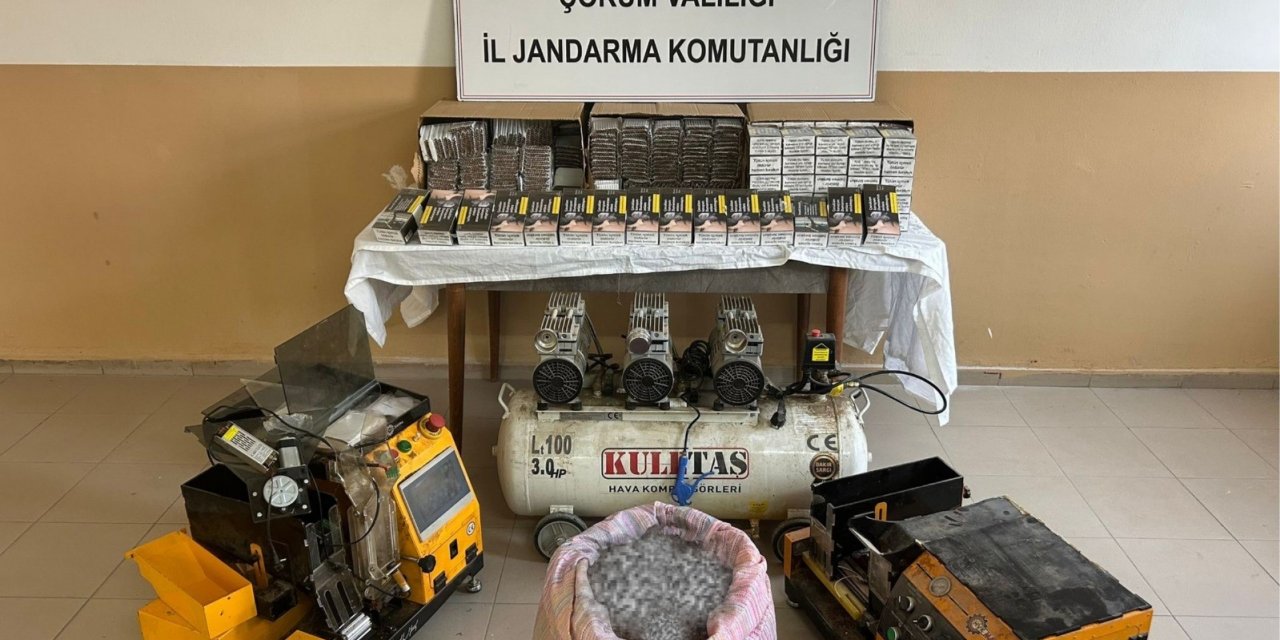 Alaca’da kaçak sigara imalathanesine jandarma baskını