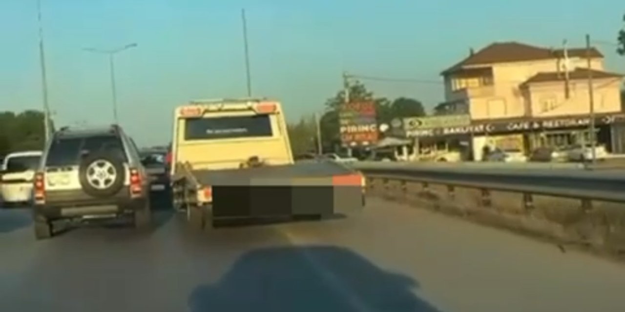 Düğün konvoyunda tehlike saçan çekici sürücüsüne 19 bin 527 TL para cezası