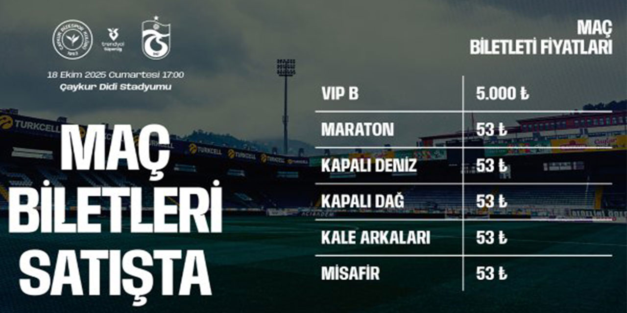 Çaykur Rizespor – Trabzonspor maçının biletleri satışa çıktı