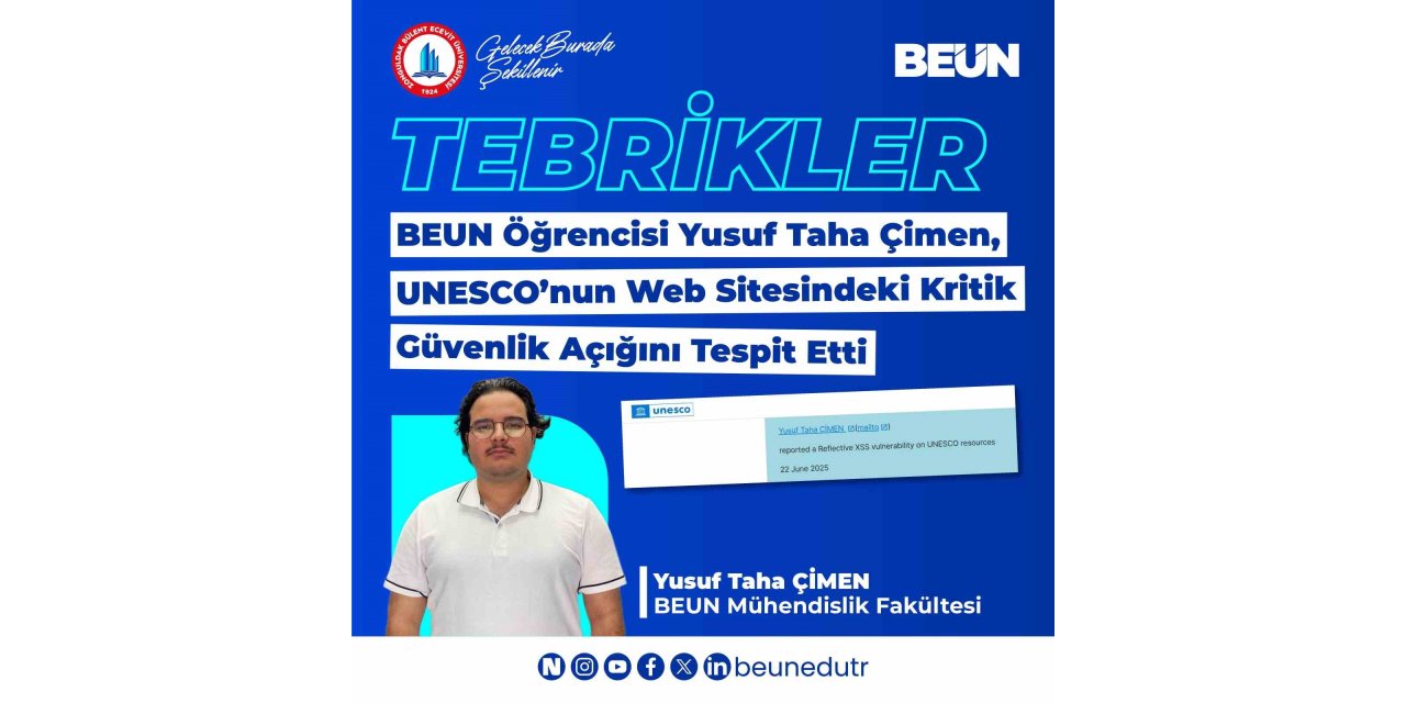 BEUN öğrencisi UNESCO’nun kritik güvenlik açığını tespit etti