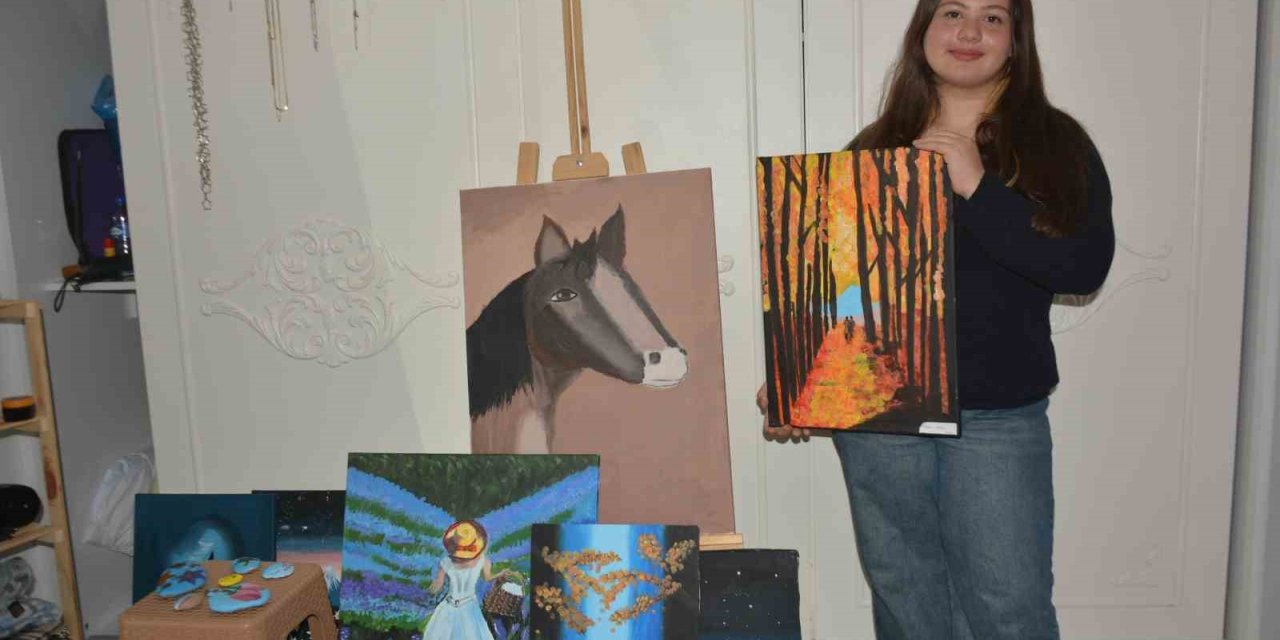 Ordu’da 13 yaşındaki öğrenci, doğadan aldığı ilhamı tuvallere yansıtıyor