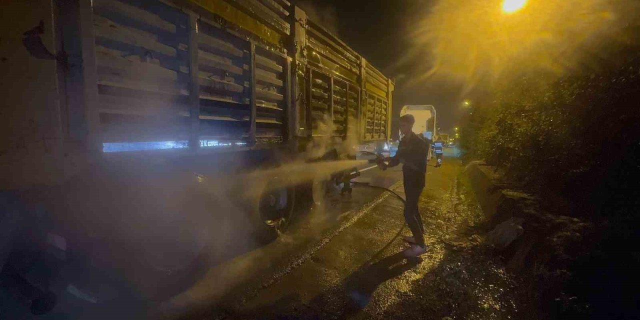 Zonguldak’ta tırın lastikleri alev aldı, zincirleme kaza yaşandı