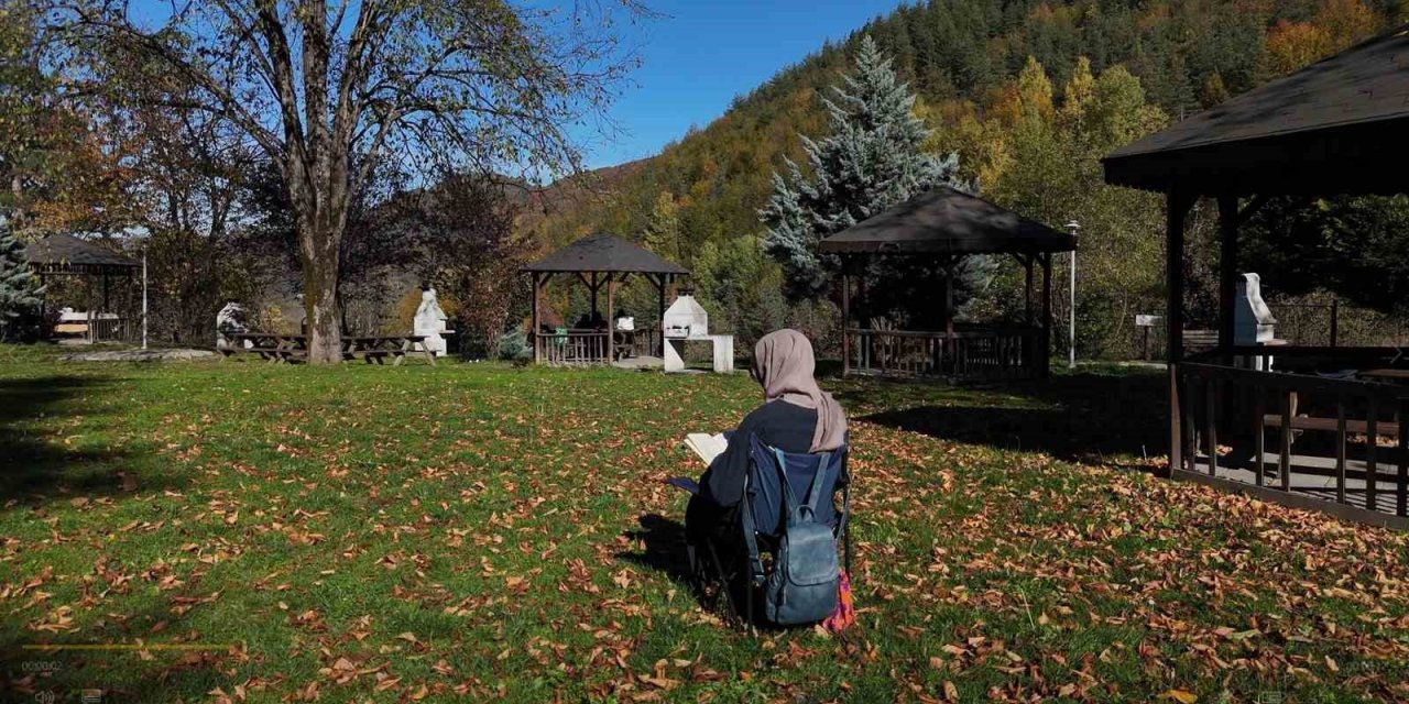 Türkiye’nin tek "cadı kazanı" şelalesinde sonbahar manzaraları