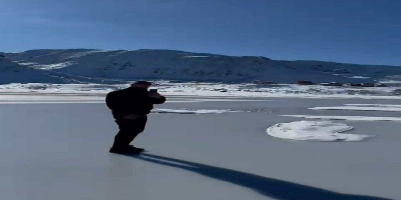 Rize’de yaylada termometreler -13’ü gösterdi, yayladaki ‘Adalı göl’ buz tuttu
