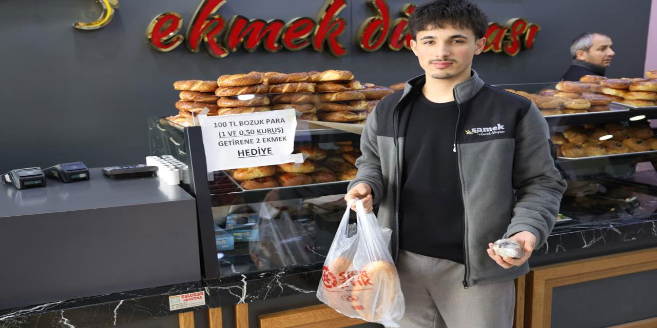Yüz lira bozuk para getirene iki ekmek hediye