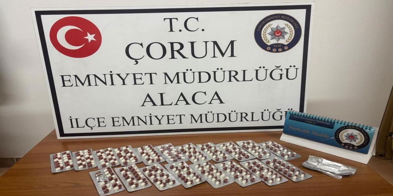 Çorum'da 266 adet sentetik ecza hapı ele geçirildi