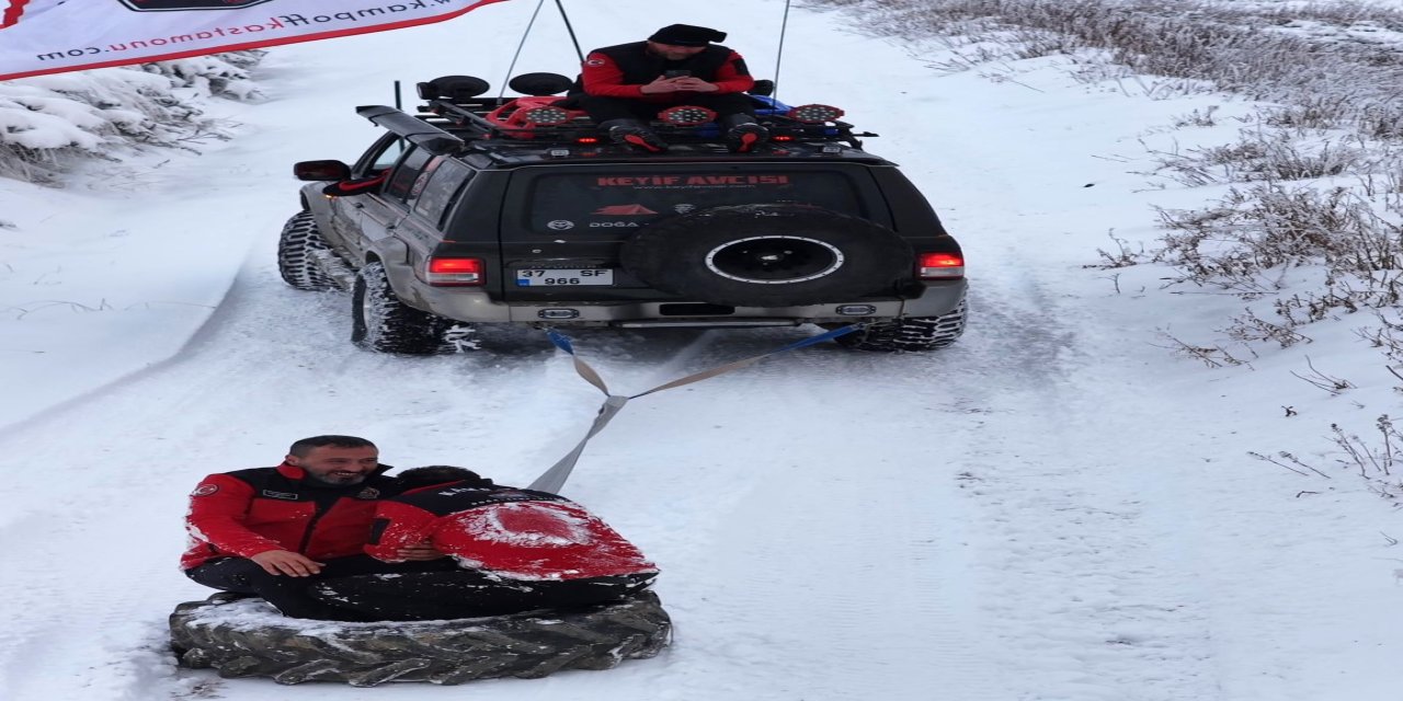 Karın tadını lastikle kayarak çıkardılar