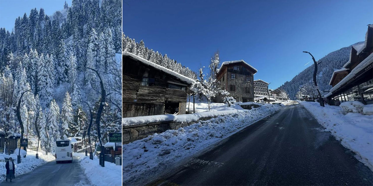Rize’de zirvelerde ‘karlı güneş’ güzelliği