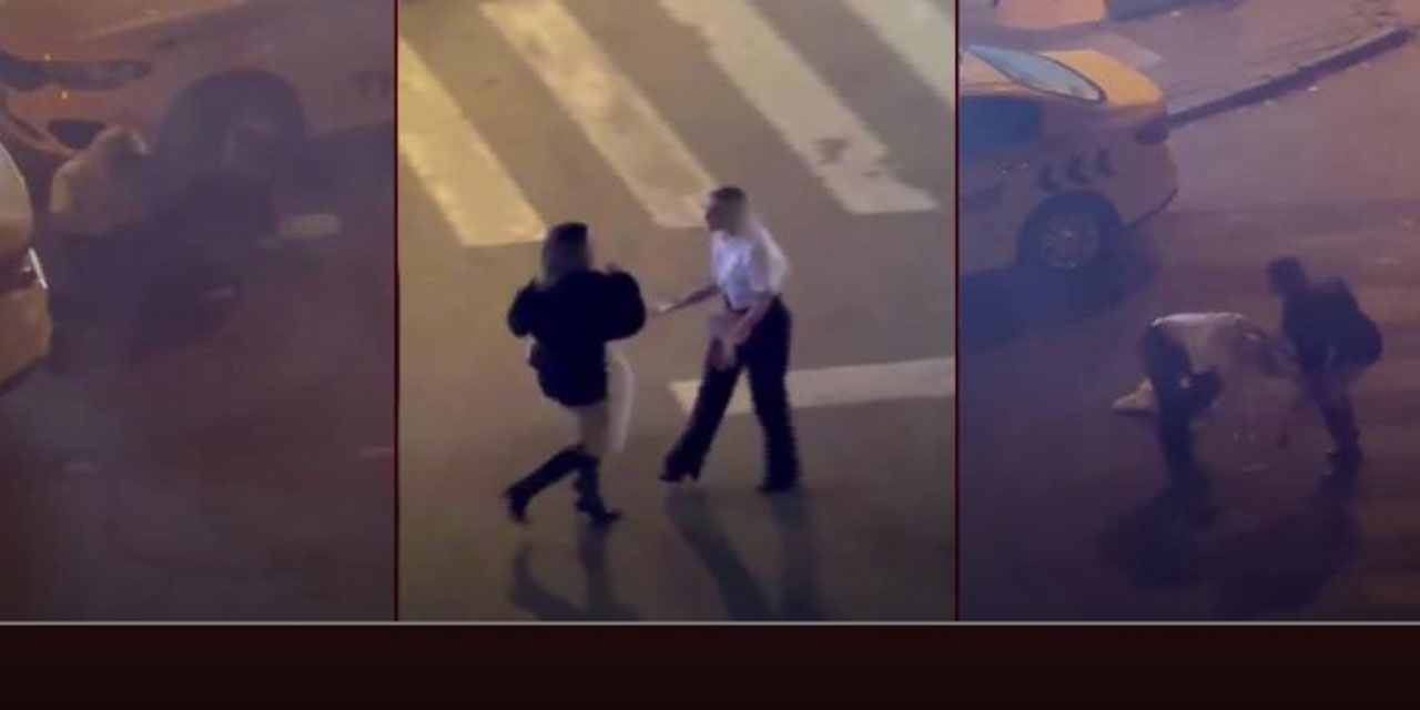 Esenyurt'ta kadınların taksi parası kavgası kamerada