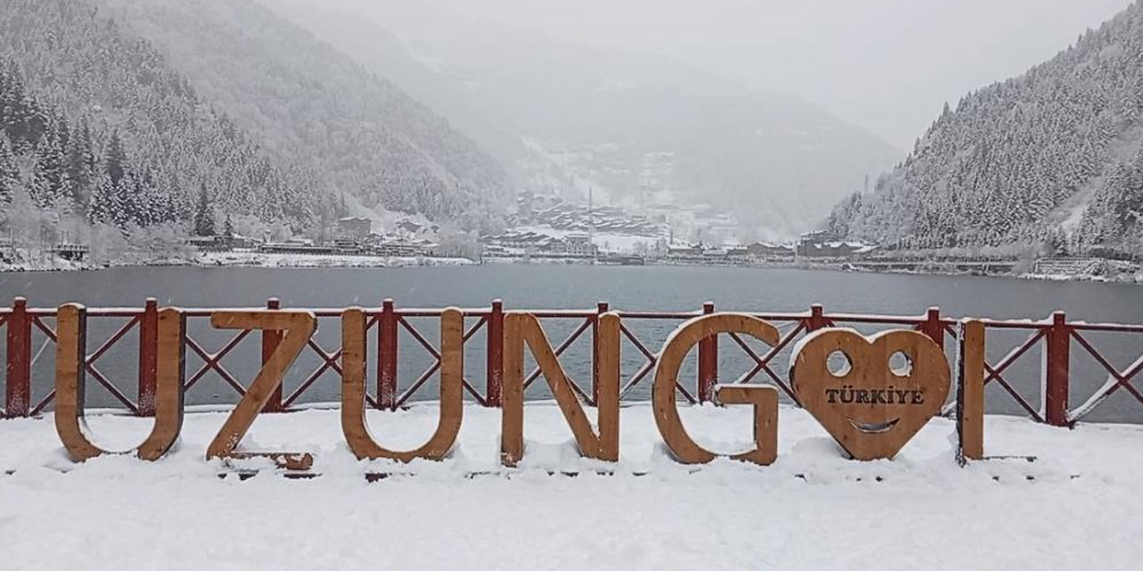 Uzungöl beyaz gelinliğini giydi, kar kalınlığı 15 santimetreye ulaştı