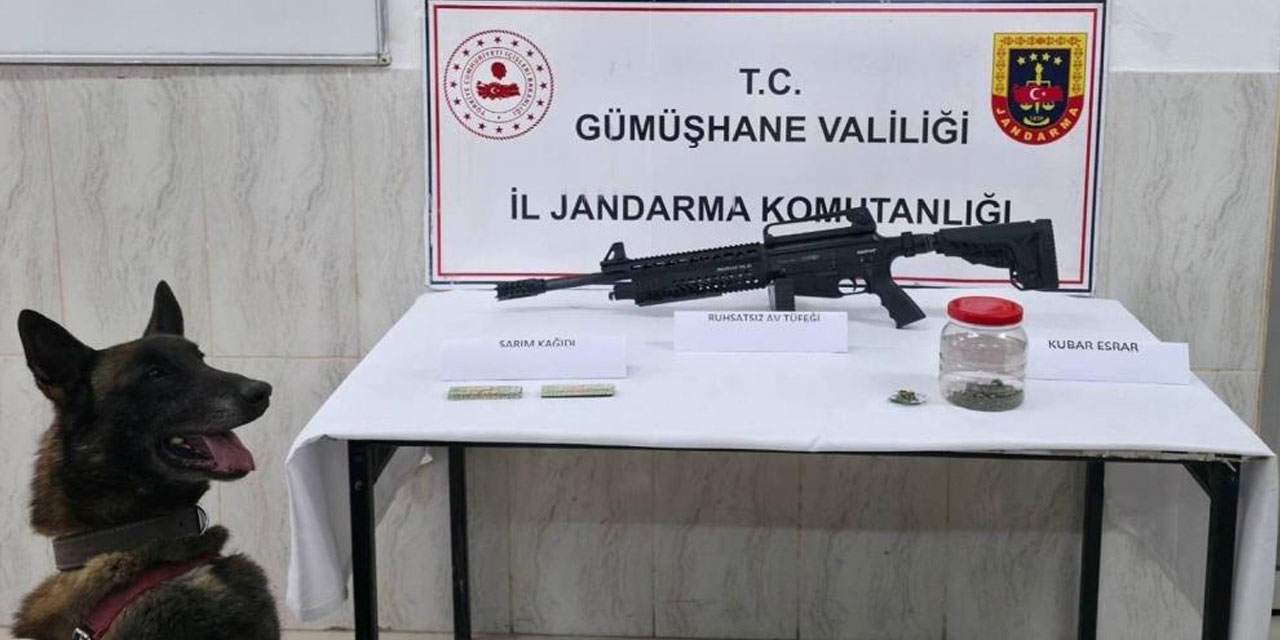 Gümüşhane’de jandarmadan uyuşturucu ve ruhsatsız silah operasyonu