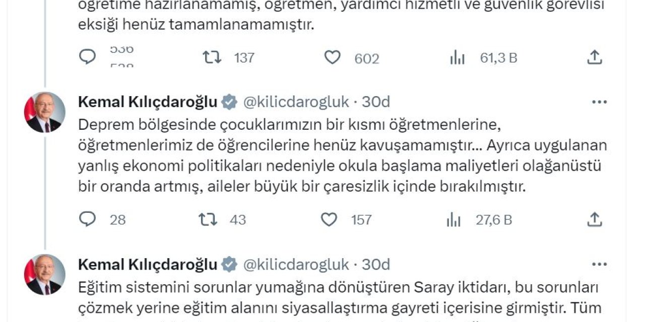 Kılıçdaroğlu: Okullarımızın Birçoğu Eğitim Öğretime Hazırlanamamış