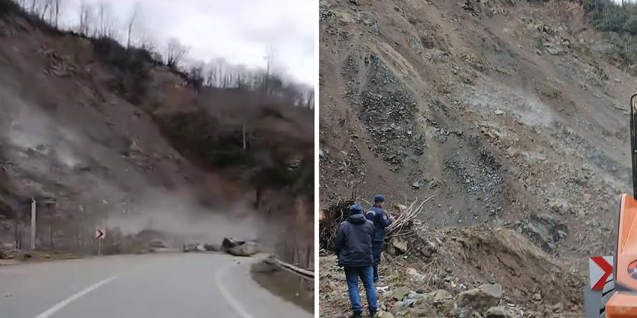 Rize'de heyelan köy yolunu ulaşıma kapattı