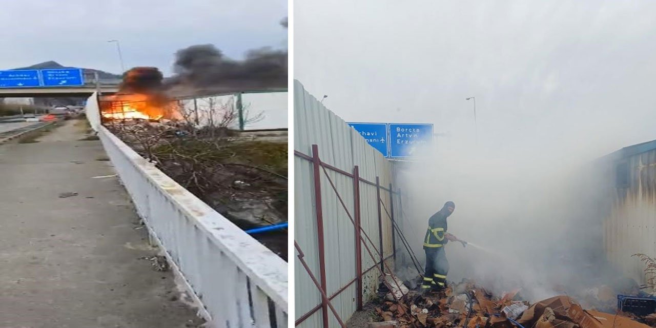 Hopa’da şantiyede çıkan yangın korkuttu