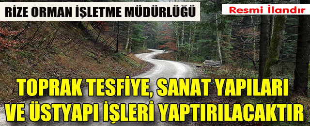 Toprak, Tesfiye, Sanat Yapıları ve Üstyapı İşleri Yaptırılacaktır