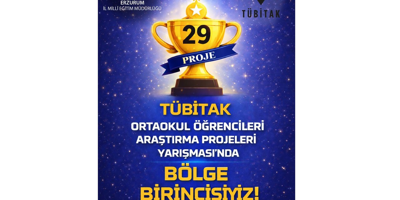 Erzurum, TÜBİTAK ortaokul proje yarışmasında bölge birincisi oldu