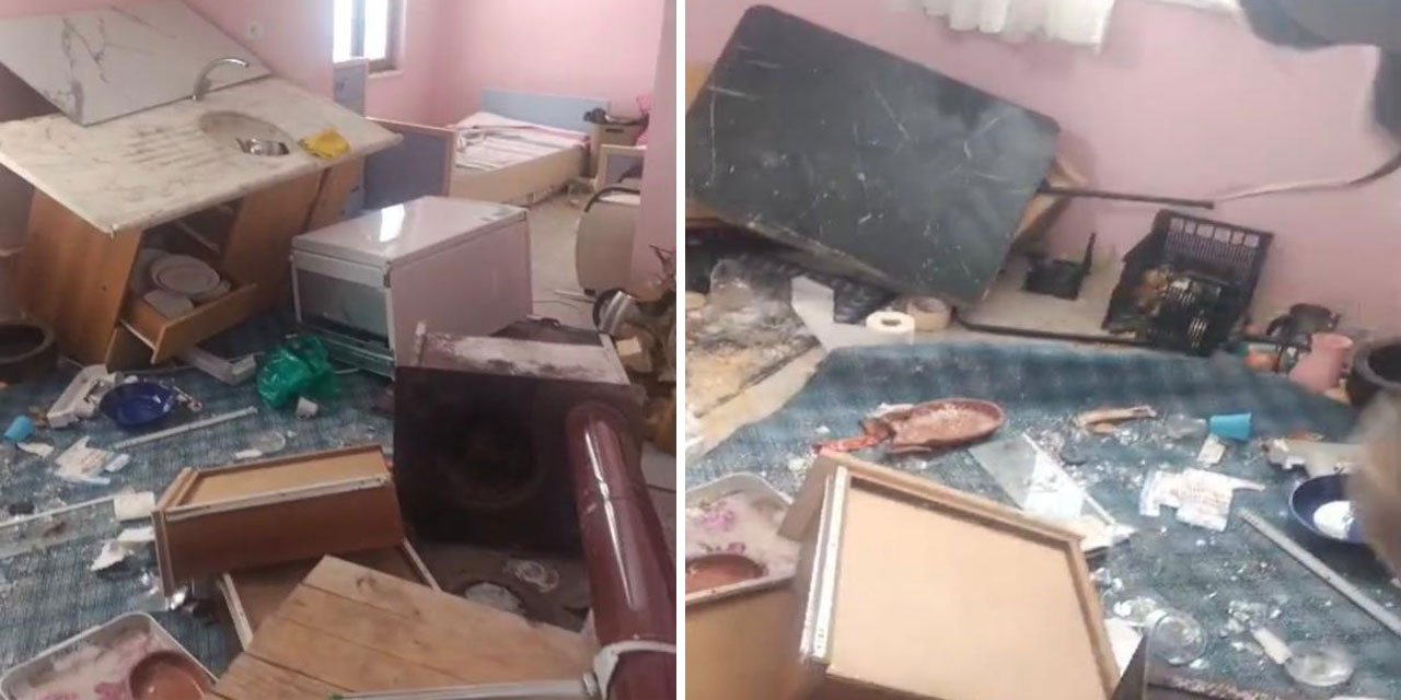 Trabzon’da yayla evine giren ayı ortalığı savaş alanına çevirmiş