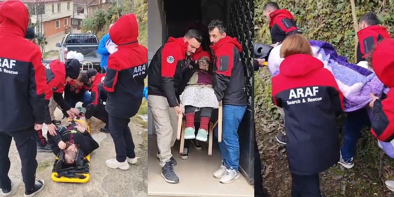 Rize'de bayramı köyünde geçirsin diye sedye ile evine taşındı