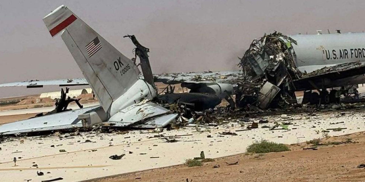 İran'ın Prens Sultan Üssü saldırısında vurulan E-3 Sentry'nin görüntüleri yayımlandı