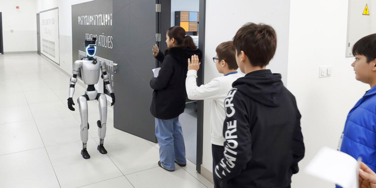 Bu ilçede sınava giren öğrencileri insansı robot karşılıyor