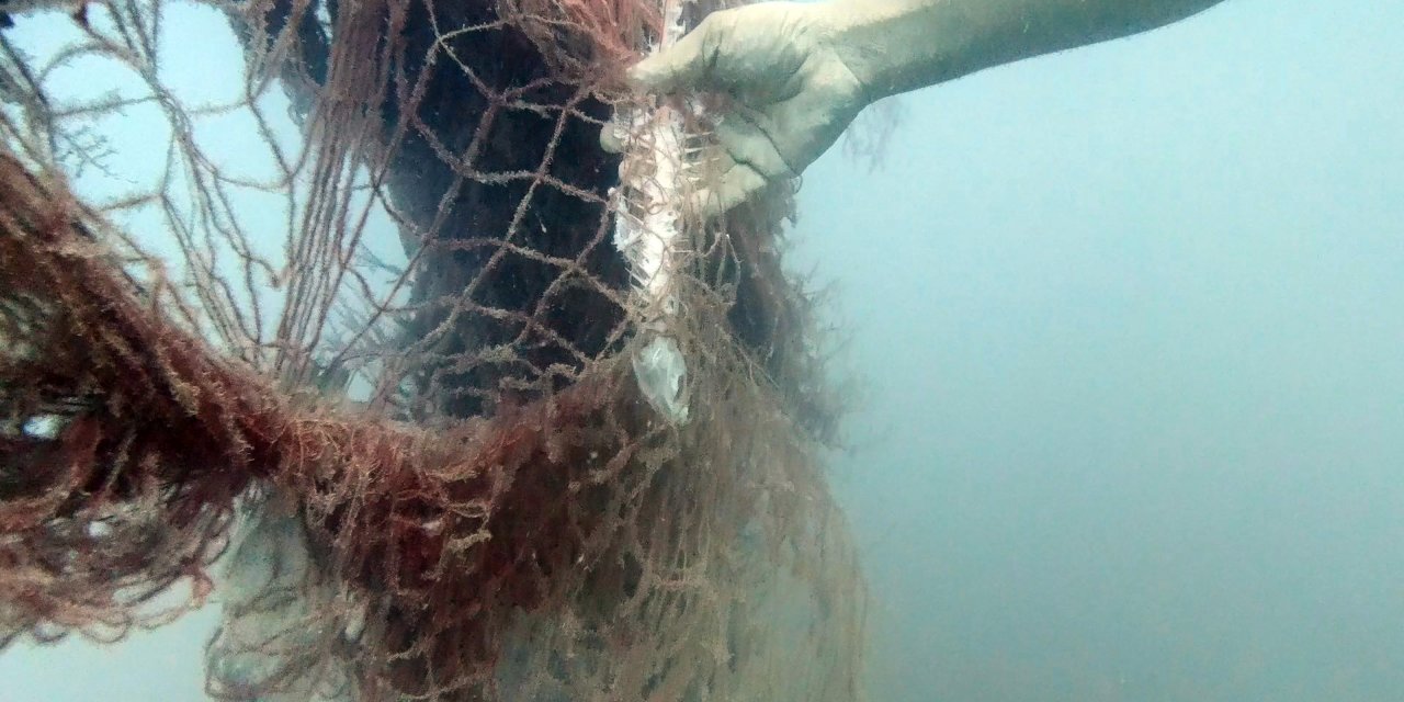 Edremit Körfezi'nden 4 Bin Metrekare 'Hayalet Ağ' Toplandı; Ağa Takılan Balığı Kurtardı