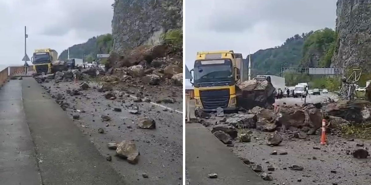 Artvin'de Sarp Sınır Kapısı yolunda heyelan